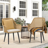 2-Piece Outdoor Rattan Wicker Patio Dining Chairs