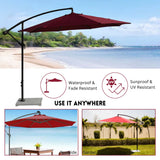 9 Ft Outdoor Offset Cantilever Patio Umbrella with Marble Base