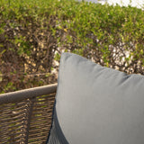Outdoor Rope 4-Piece Patio Sofa Set with Glass Top Table (Beige & Dark Grey)