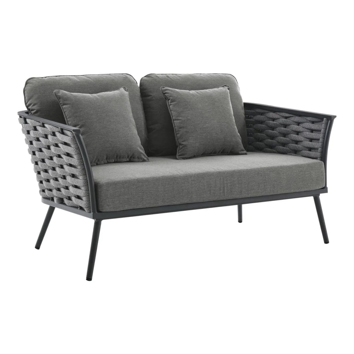 4 Piece Outdoor Rope Sofa Set with Wooden Top Table
