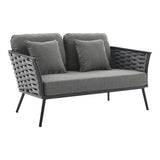 4 Piece Outdoor Rope Sofa Set with Wooden Top Table