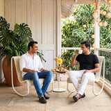 Outdoor Rope Patio Conversation Set with 2 Lounge Chairs & Round Center Table