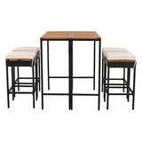 5-Piece Outdoor Rattan Wicker Bar Set with Wooden Top Table