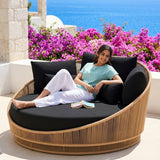 Modern Curved Patio Outdoor Rope Daybed (Beige & Black)