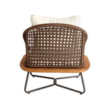 Outdoor Rope 3-Piece Patio Set With Wooden Top Table
