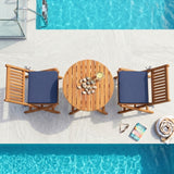 Acacia Wood Foldable Outdoor Bistro Set – 2 Chairs & Round Table