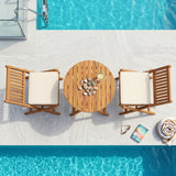 Acacia Wood Foldable Outdoor Bistro Set – 2 Chairs & Round Table