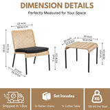 Outdoor Wicker 3-Piece Patio Furniture Set with Wooden Top Table