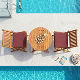 Acacia Wood Foldable Outdoor Bistro Set – 2 Chairs & Round Table