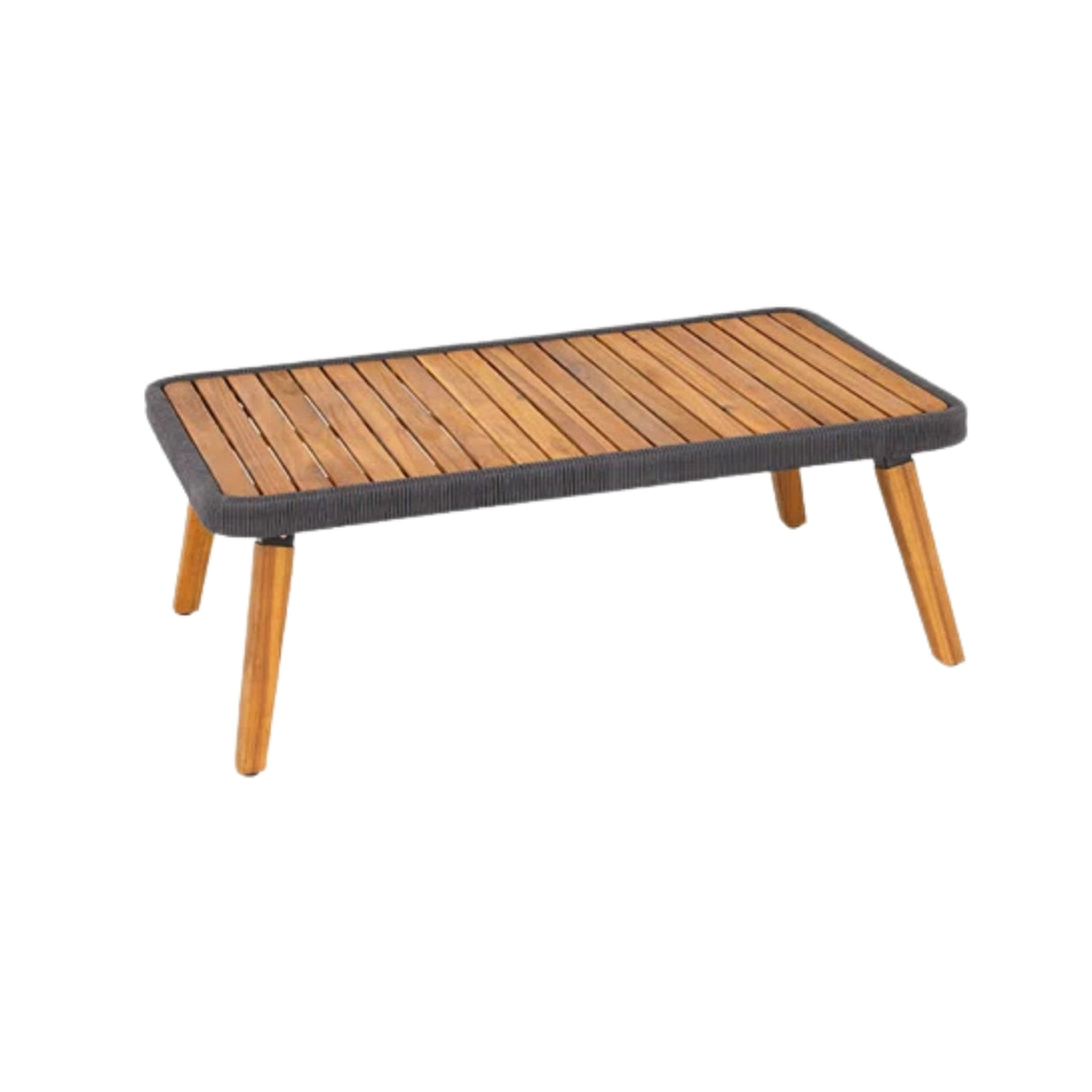 4-Piece Outdoor Rope Patio Furniture Set with Wood-Top Table
