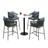 Outdoor Rope 5-Piece Bar Set With a High-Top Round Table