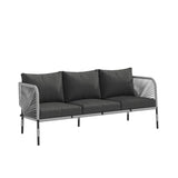 Outdoor Rope 5-Seater Sofa Set With Glass Top Table