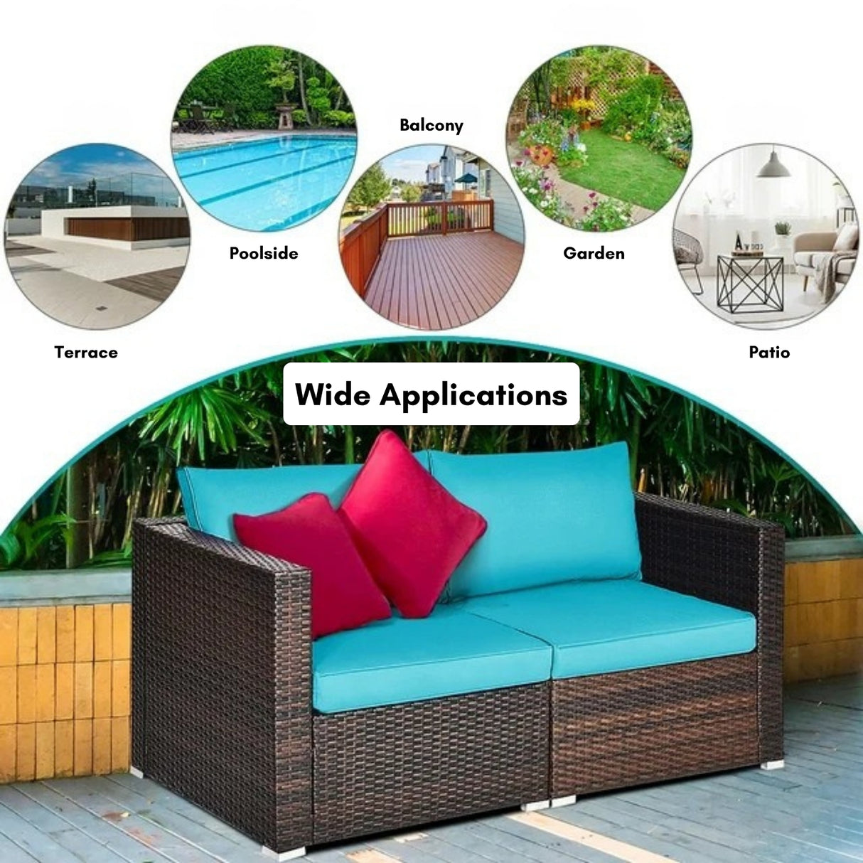 Outdoor All-Weather Rattan Wicker Double Seater Sofa