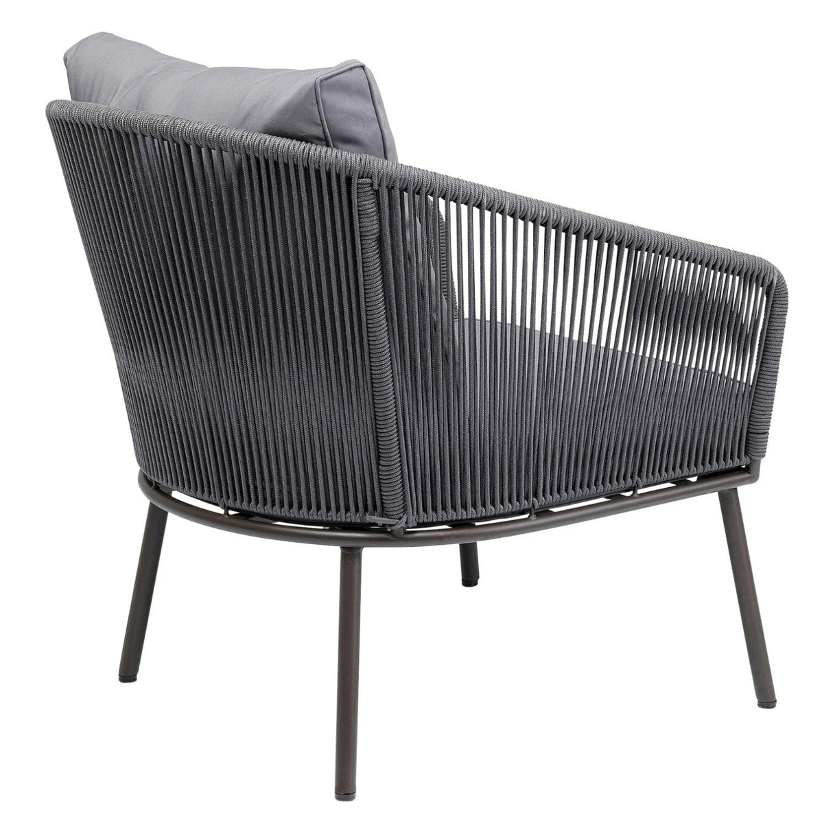 Outdoor Rope 5-Seater Patio Sofa Set with Glass Top Table (Grey)