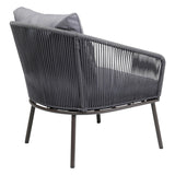 Outdoor Rope 5-Seater Patio Sofa Set with Glass Top Table (Grey)