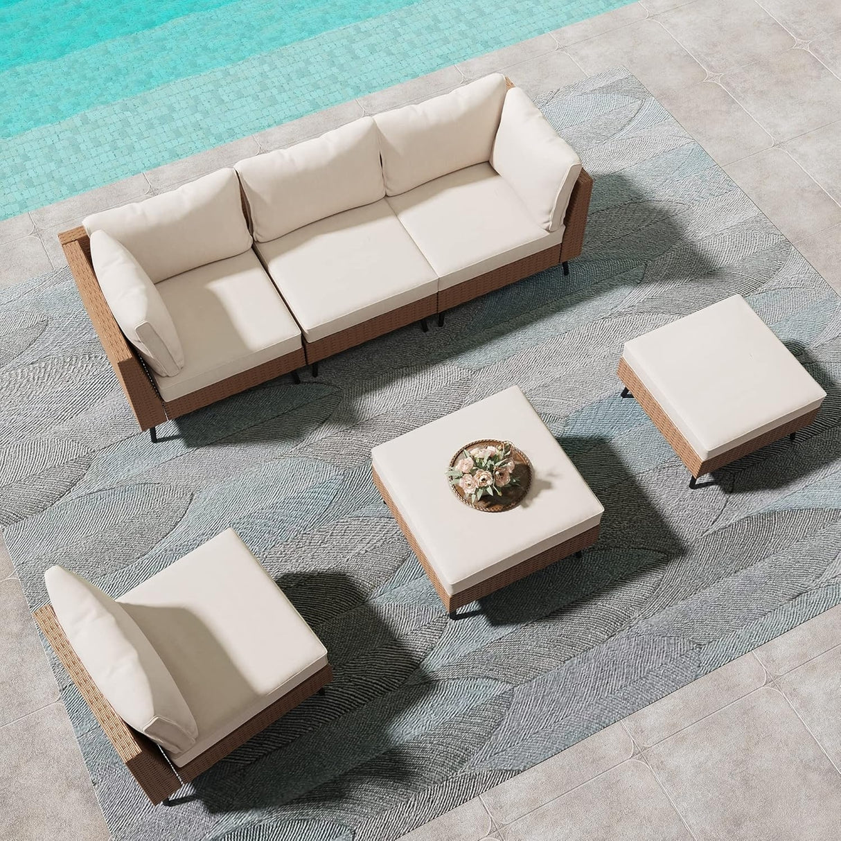 Outdoor Rattan Wicker 6-Seater Sofa Set