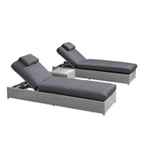 Outdoor Wicker Lounge Chairs Set of 2 With Side Table