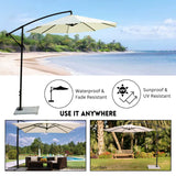 9 Ft Outdoor Offset Cantilever Patio Umbrella with Marble Base