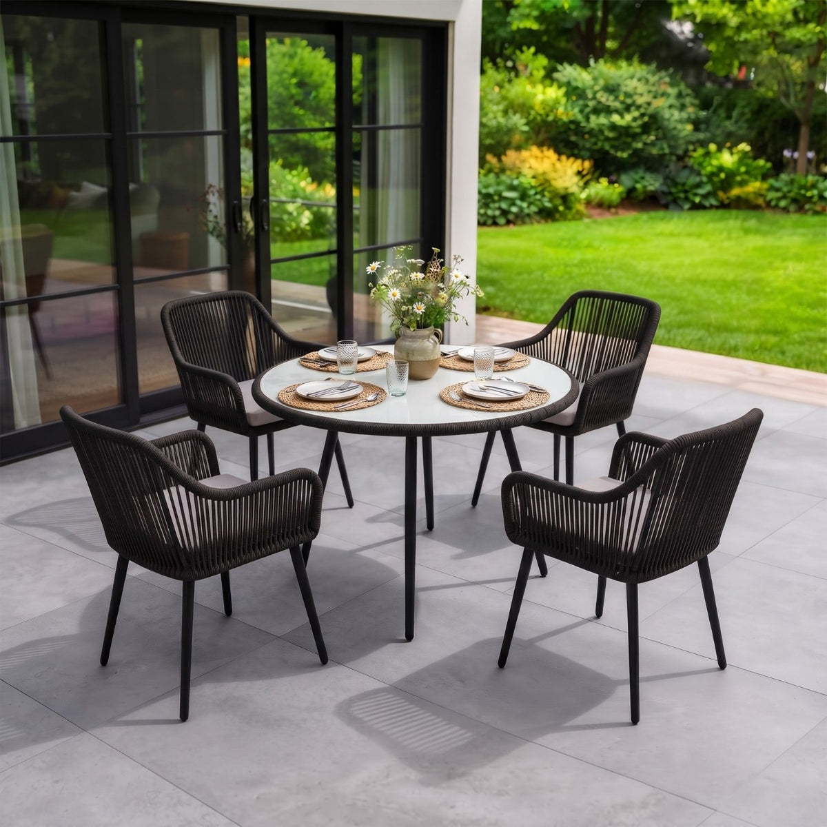 5-Piece Outdoor Rope Patio Dining Set