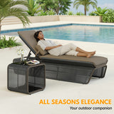 Outdoor Rope Lounge Chair With 2-Tier Table