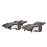 Outdoor Rattan Wicker Lounge Chairs Set of 2 with Matching Side Table