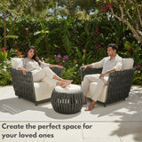 Outdoor Rope 3-Piece Patio Sofa Set (Grey & Off-White)