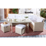 5-Piece Wicker Patio Conversation Set (Beige/White)