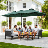 15FT Double-Sided Outdoor Patio Umbrella with Granite Base (Green)