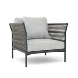 Outdoor Rope 7-Seater Sofa Set With Glass Top Table