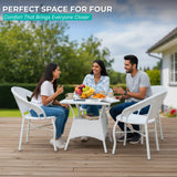 Outdoor Rattan Wicker 5-Piece Patio Furniture Set (White)