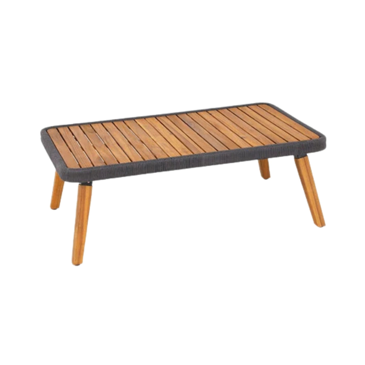 4-Piece Outdoor Rope Patio Furniture Set with Wood-Top Table