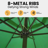 9ft Green Color Outdoor Patio Umbrella with Centre Pole
