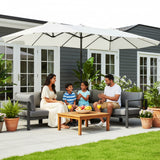 15FT Double-Sided Outdoor Patio Umbrella with Granite Base (White)
