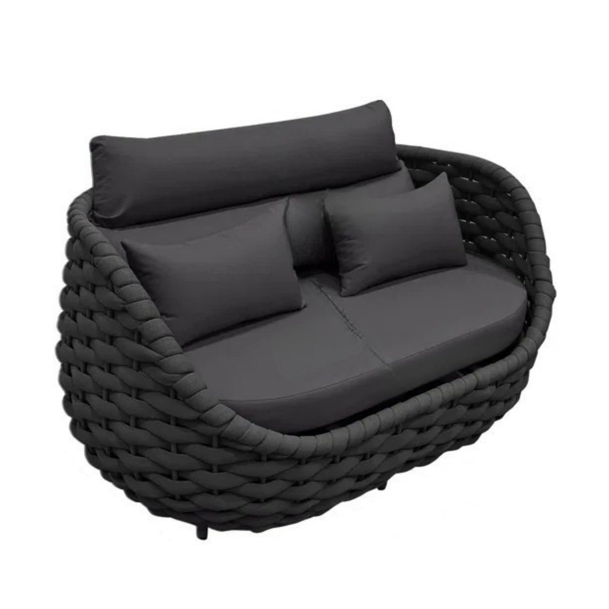 4 Piece Outdoor Rope Sofa Set (Black)