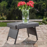 Outdoor All-Weather HDPE Wicker Rattan Sunlounger Recliner with Side Table
