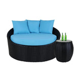 Outdoor Rattan Wicker Daybed with Glass Top Table