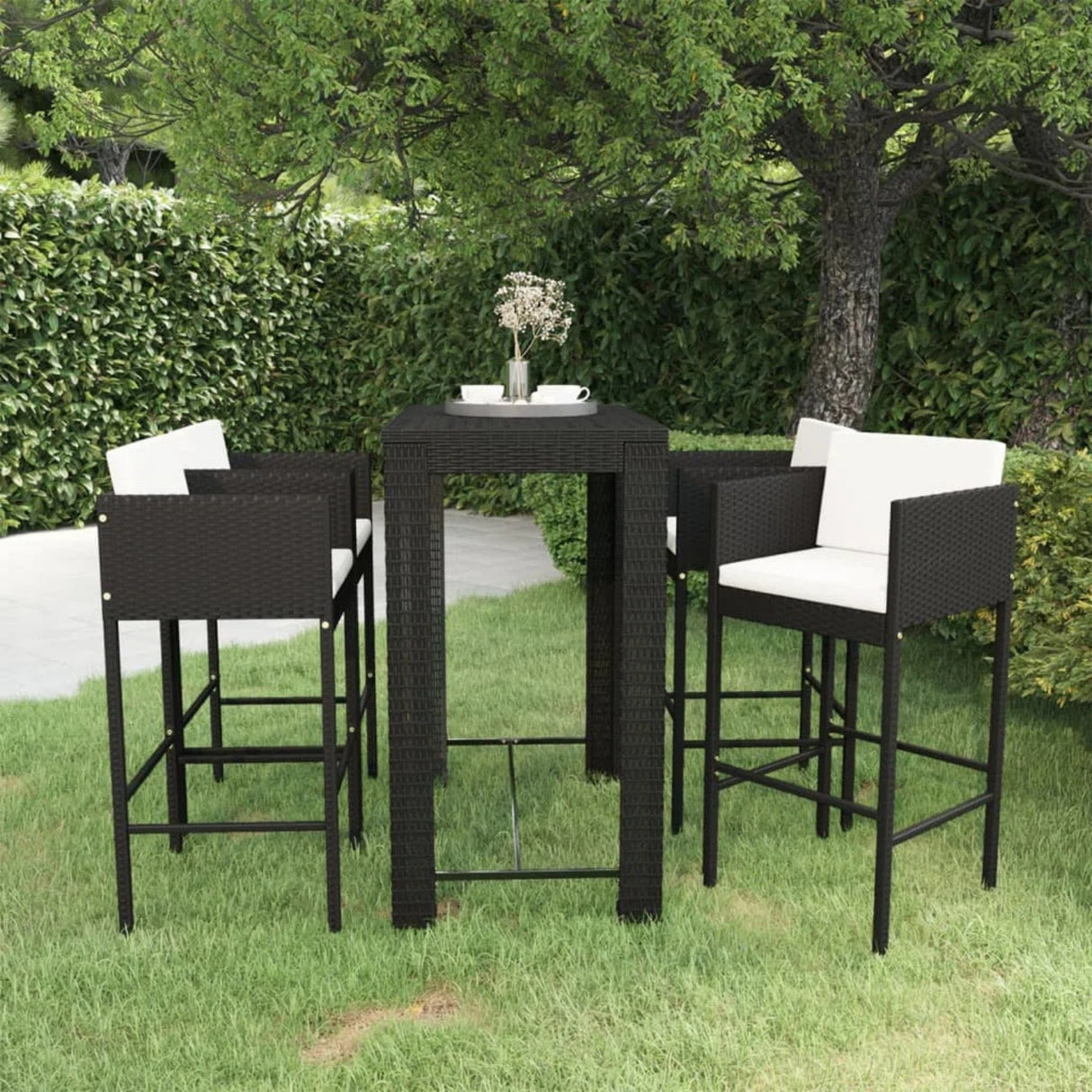 5-Piece Outdoor Rattan Wicker Bar Set