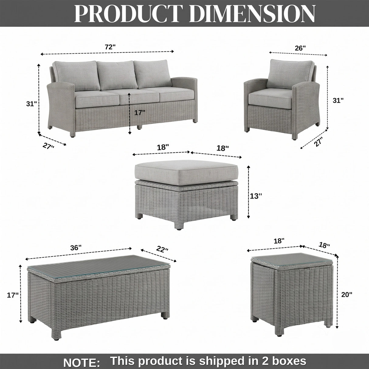 7 Piece Outdoor Wicker Conversation Furniture Set