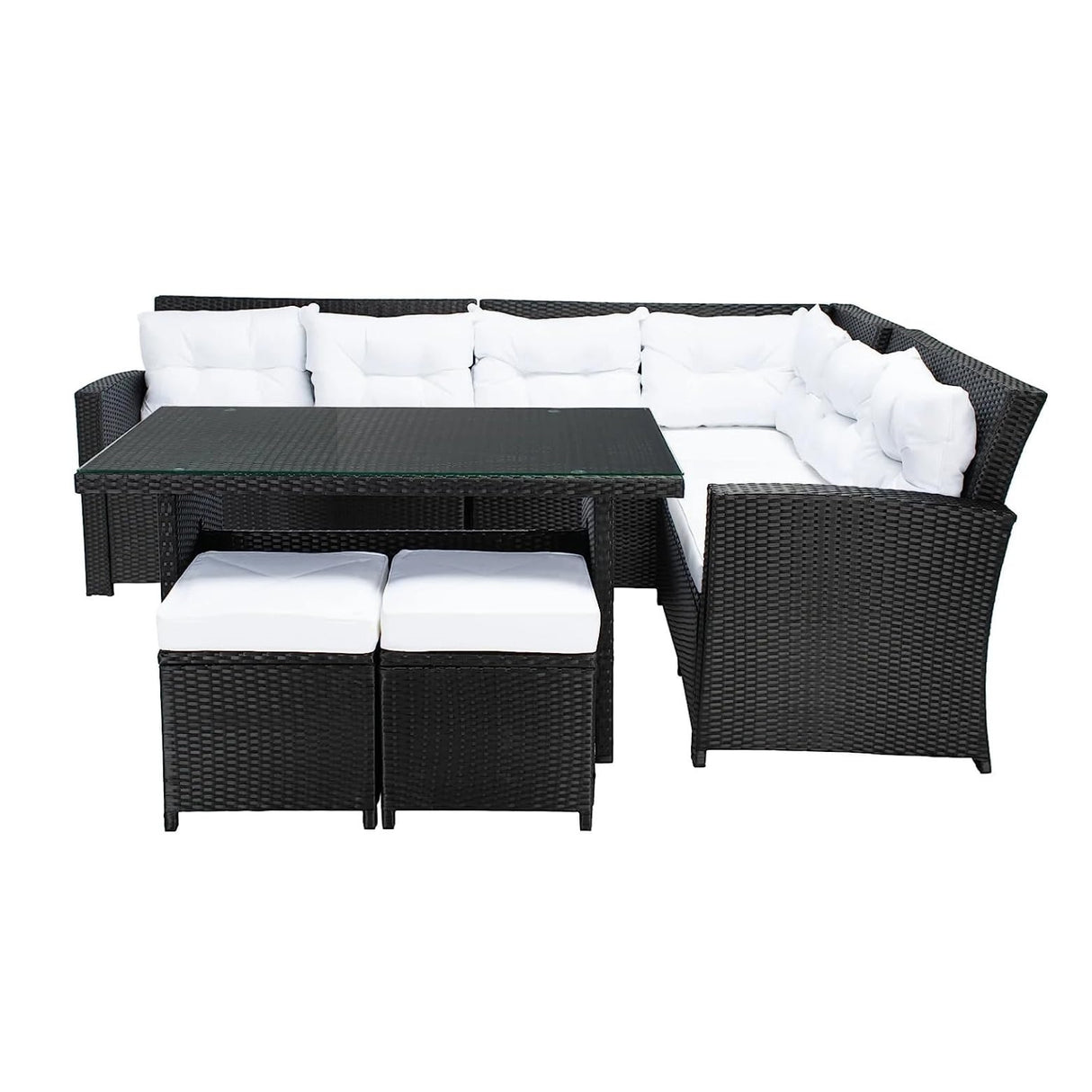 5-Piece Wicker Patio Conversation Set (Black/White)