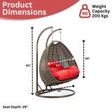 Double Seater Hanging Swing Chair (Dark Brown/Red)
