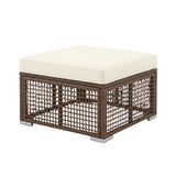 Outdoor Rattan Wicker Patio Conversation Furniture Set (Dark Brown & Cream)