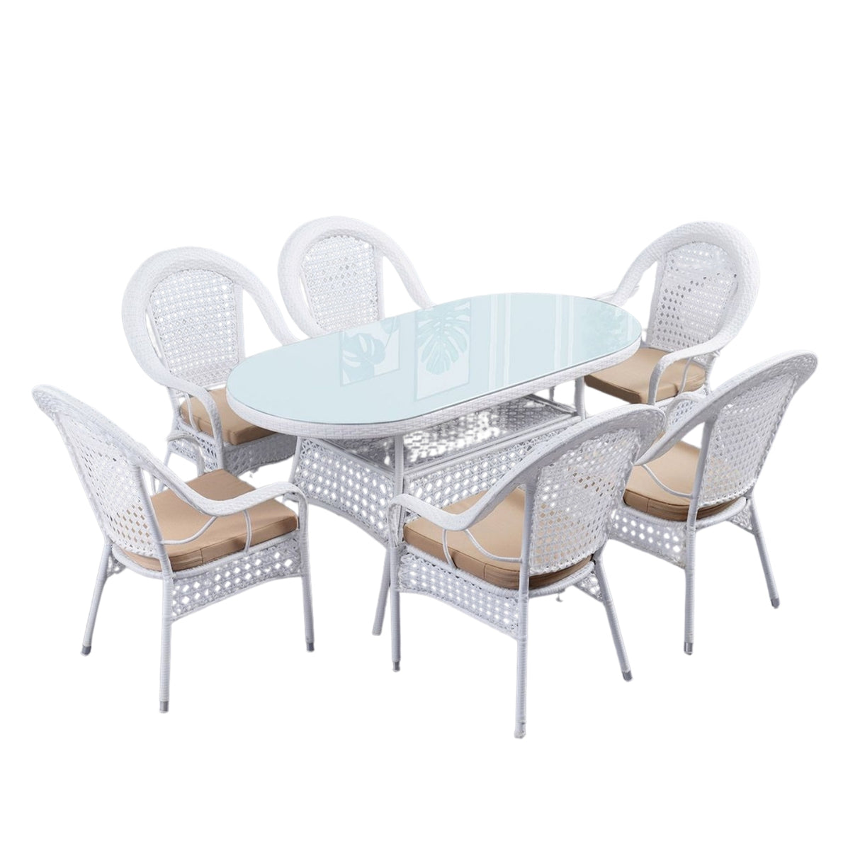 Outdoor All-Weather Resistant Rattan Wicker 7-Piece Dining Set