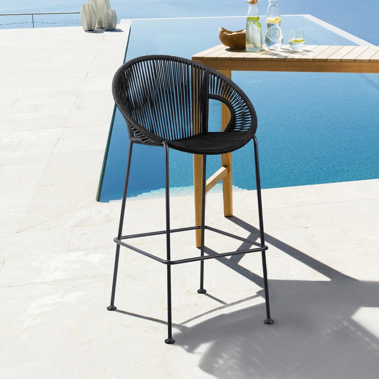 2-Piece Outdoor Rope Bar Chairs – Stylish Comfort Built to Last