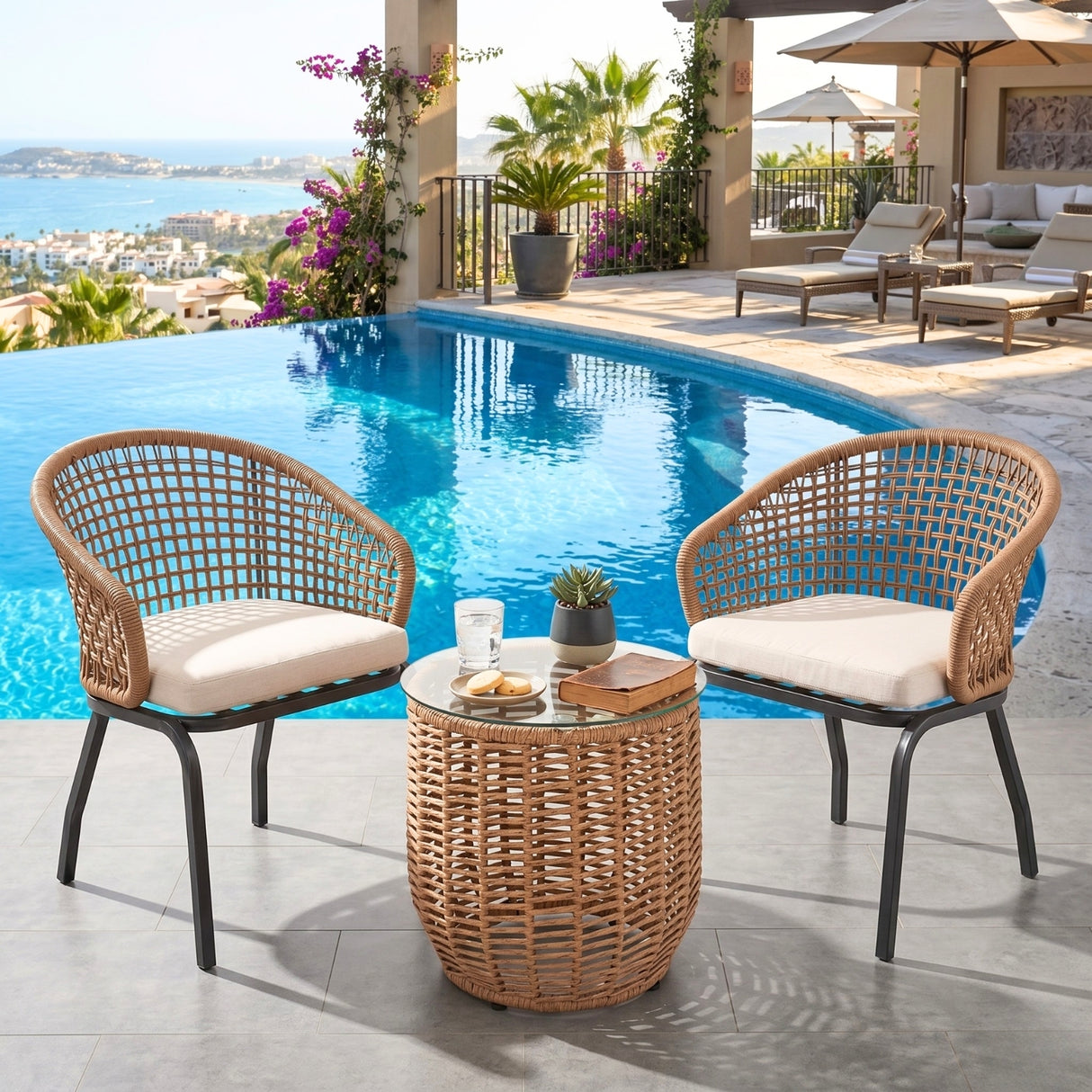 3 Piece Garden Outdoor Rope Patio Set