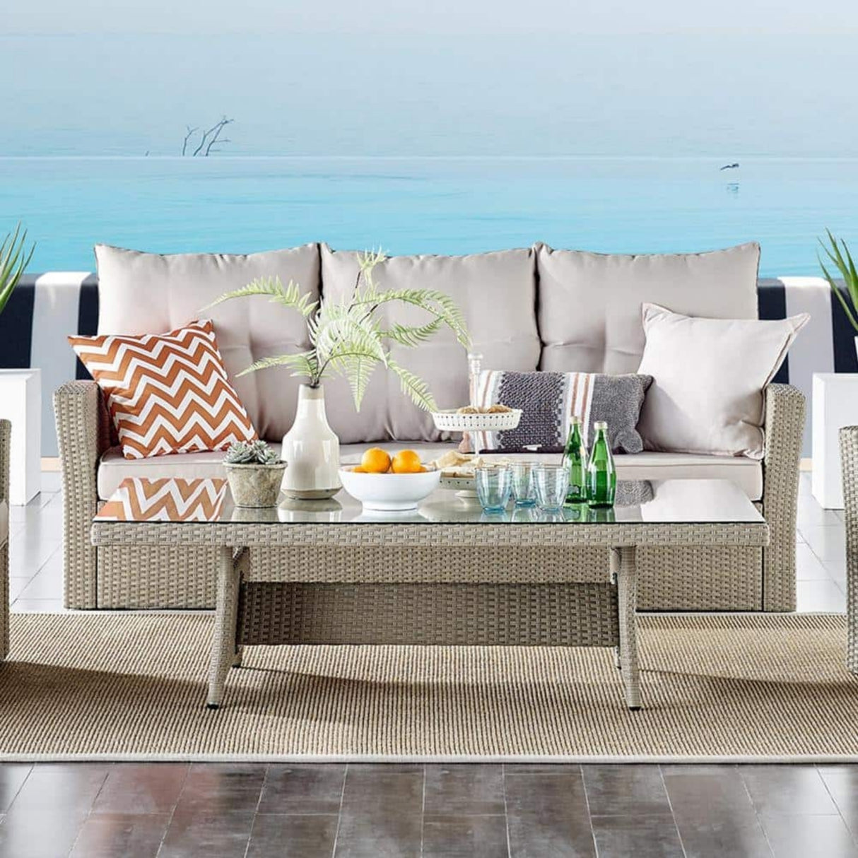 3-Seater Outdoor Rattan Wicker Patio Sofa