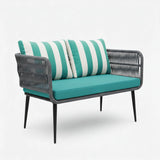 Outdoor 4-Seater Rope Conversation Set(Grey & Sky-blue)