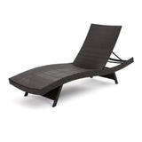 Outdoor All-Weather HDPE Wicker Rattan Sunlounger Recliner with Side Table
