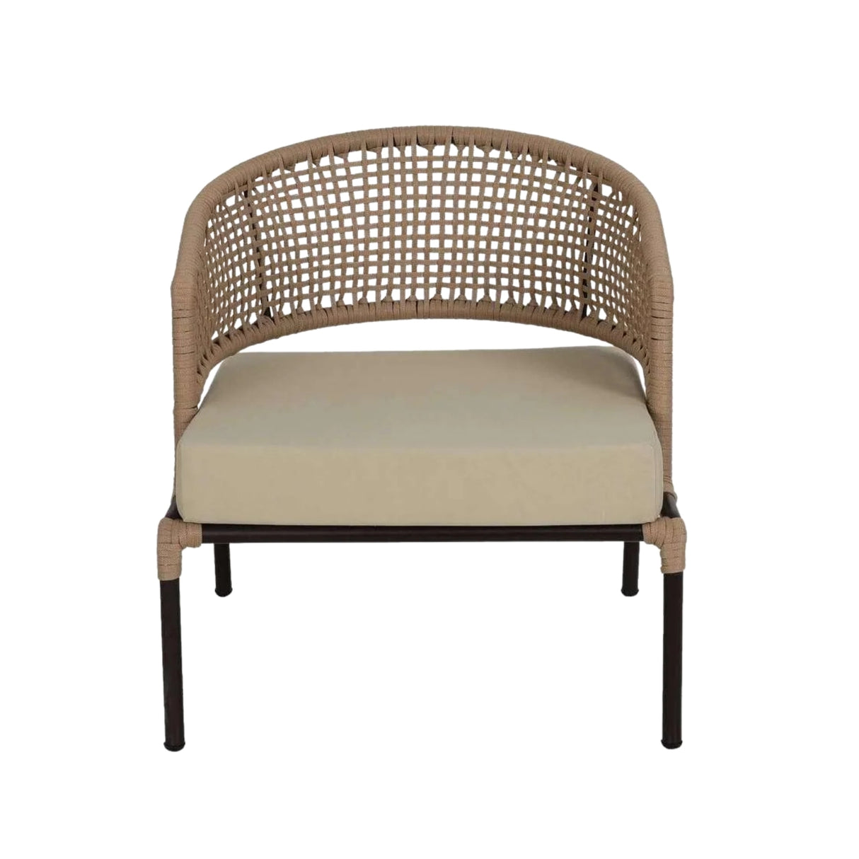 All-Weather Patio Rope Sofa Set with Glass Top Coffee Table