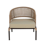 All-Weather Patio Rope Sofa Set with Glass Top Coffee Table