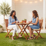 Acacia Wood Foldable Outdoor Bistro Set – 2 Chairs & Round Table